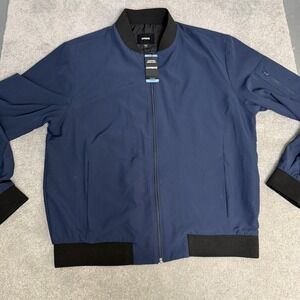 Express Jacket Mens Large Blue Lightweight Bomber Zip Pockets Lined Casual